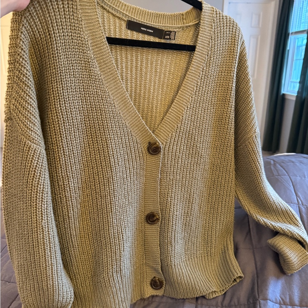 Vero Moda Khaki Button-Up Cardigan